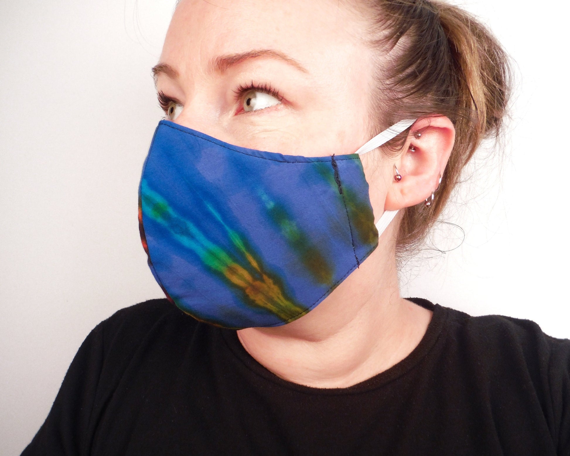 Tie-Dye Face Mask - Aqua Blue - Bare Canvas