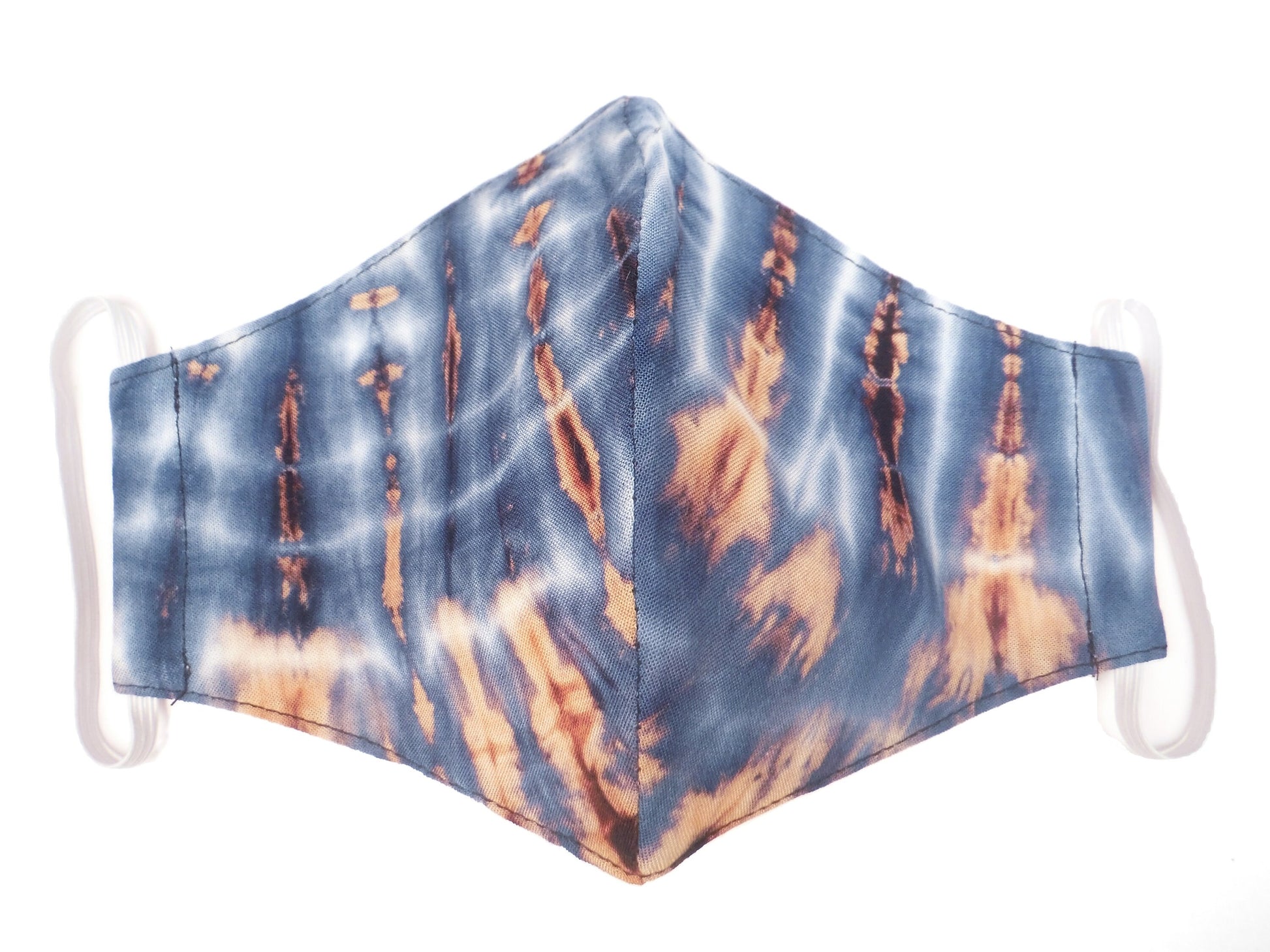 Tie-Dye Face Mask - Indigo White and Orange - Bare Canvas