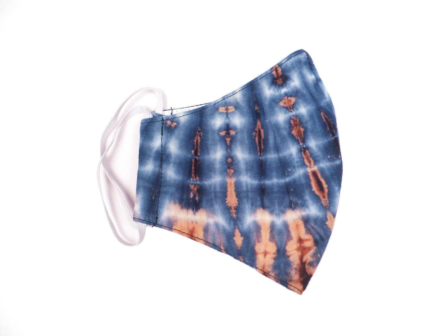 Tie-Dye Face Mask - Indigo White and Orange - Bare Canvas