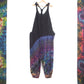 Half Tie-Dye Dungarees - Black and Mid Blue - Bare Canvas