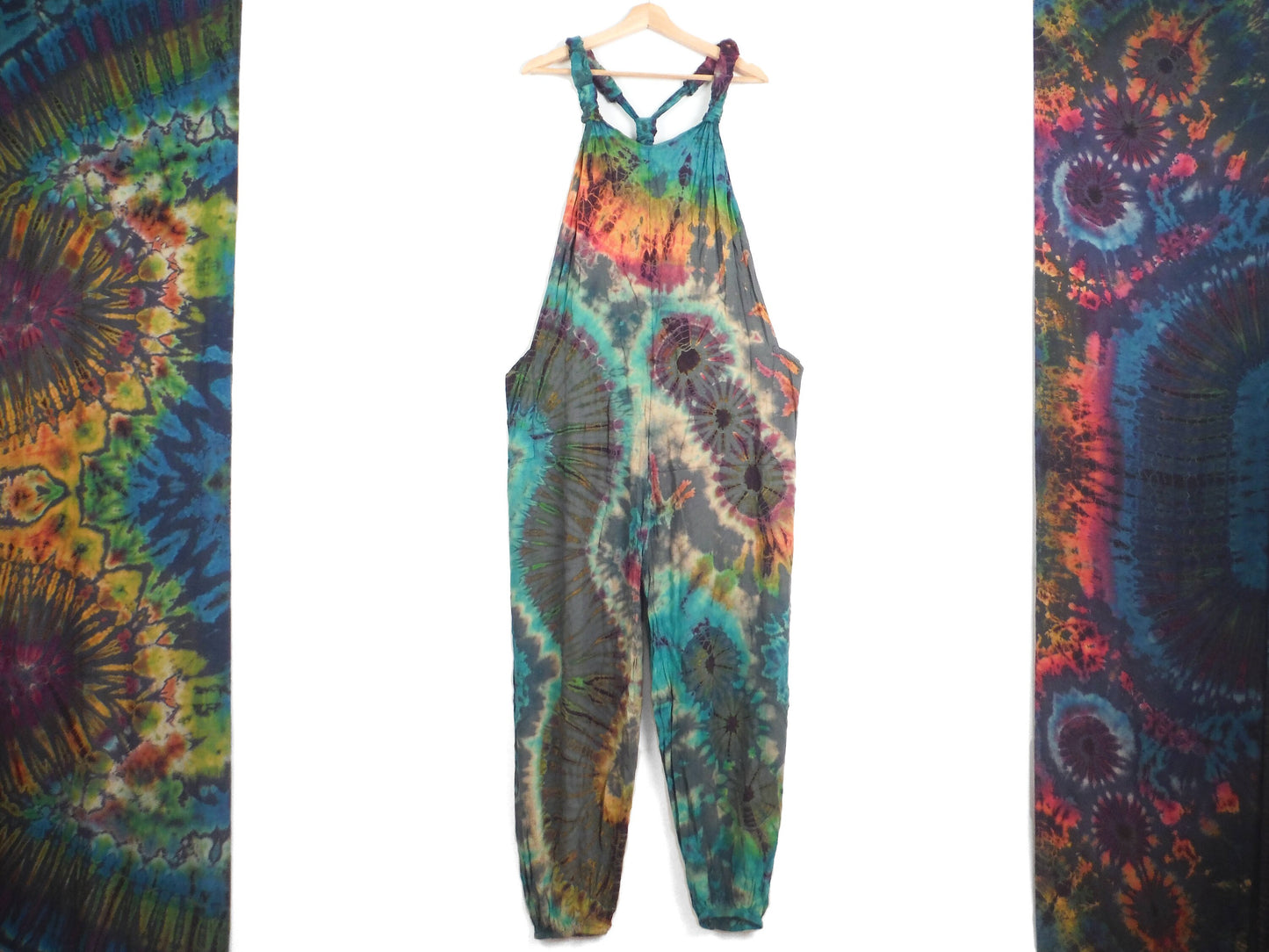 Tie-Dye Dungarees - Grey Rainbow - Bare Canvas