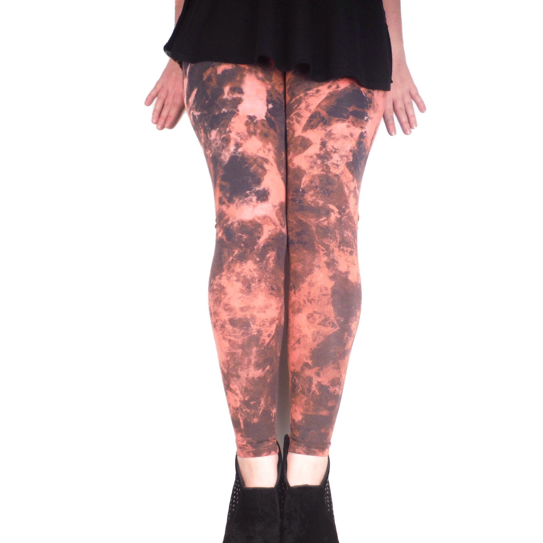 Hand Dyed Mottled Bleach Leggings - Grey - Bare Canvas