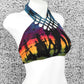 Tie-Dye Lattice Halter Neck Bikini Top - Purple Pink and Orange - Bare Canvas