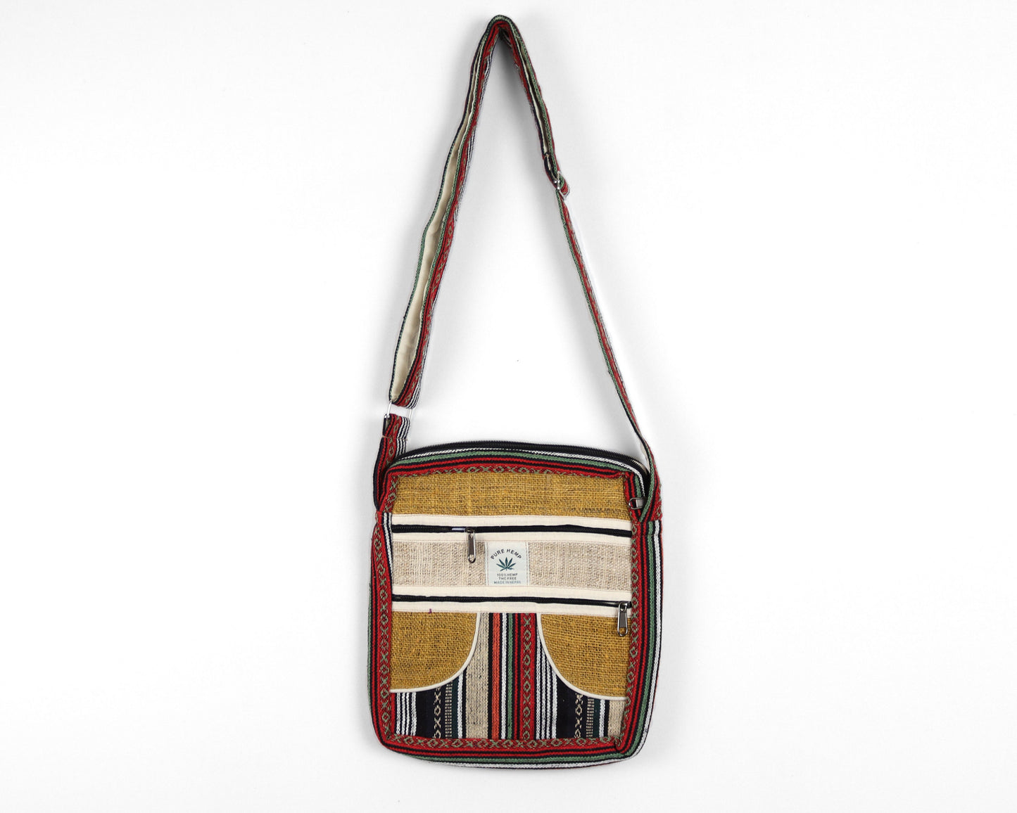 Hemp Shoulder Bag - Yellow and Red - Bare Canvas