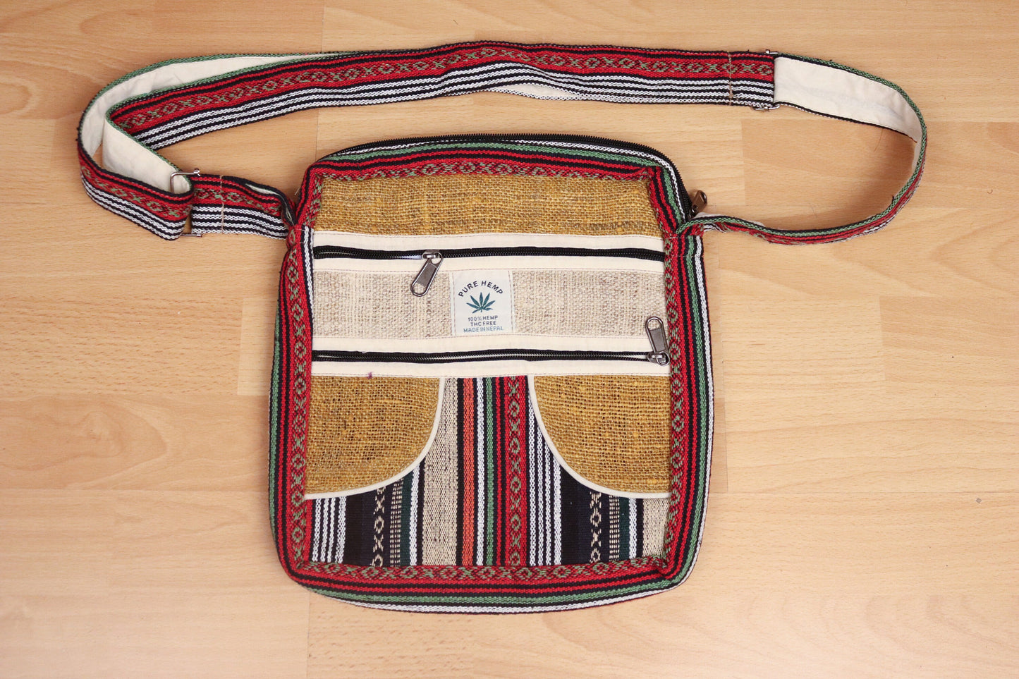 Hemp Shoulder Bag - Yellow and Red - Bare Canvas