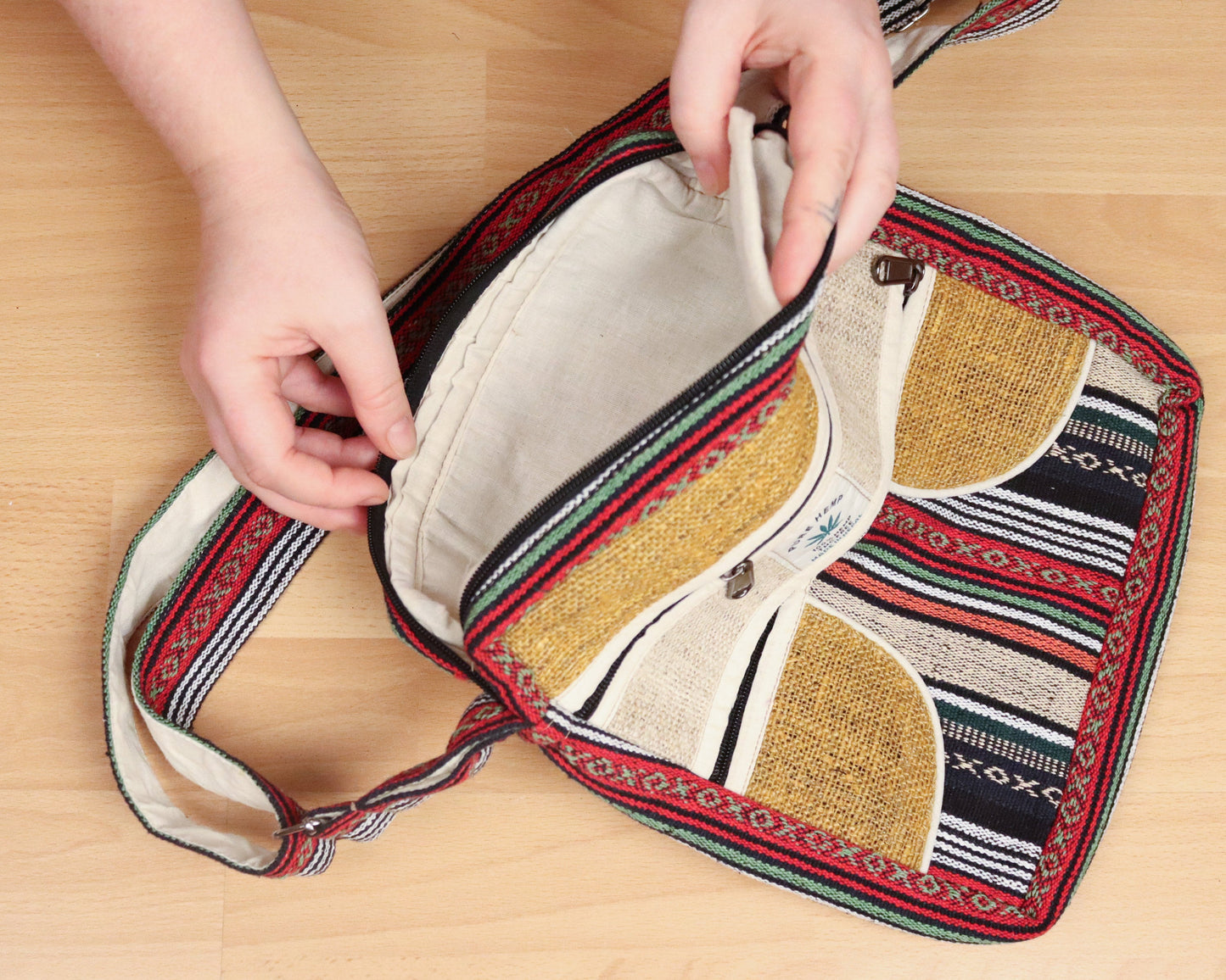 Hemp Shoulder Bag - Yellow and Red - Bare Canvas