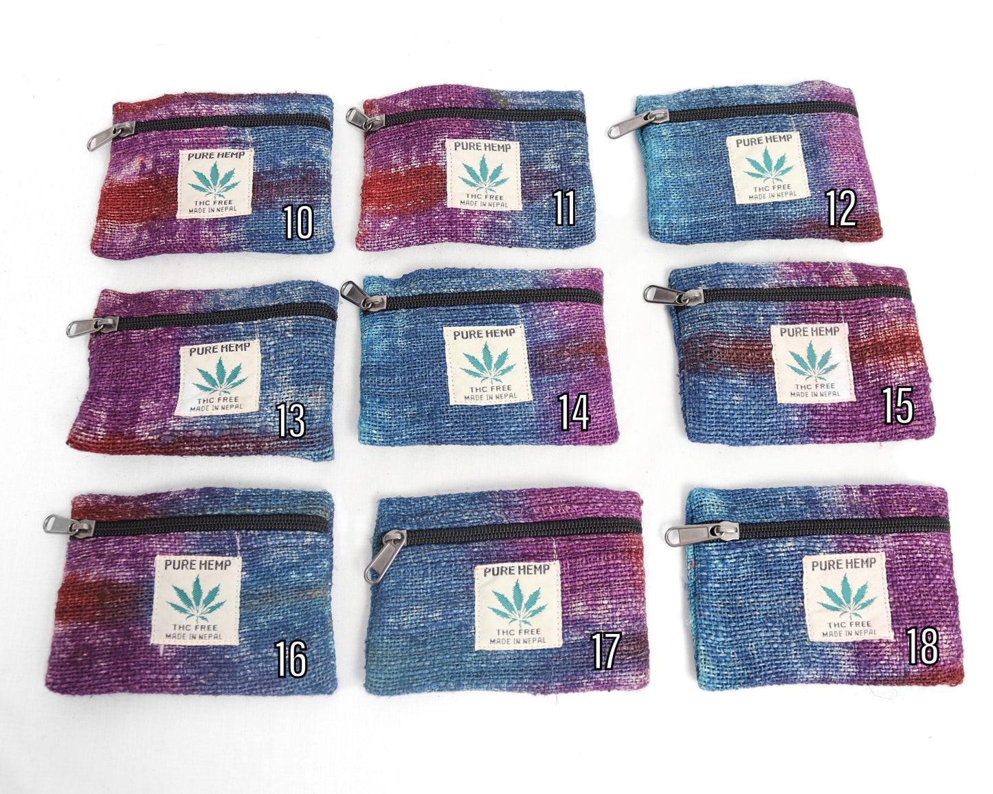 Tie-Dye Hemp Purse - Blue Red and Purple