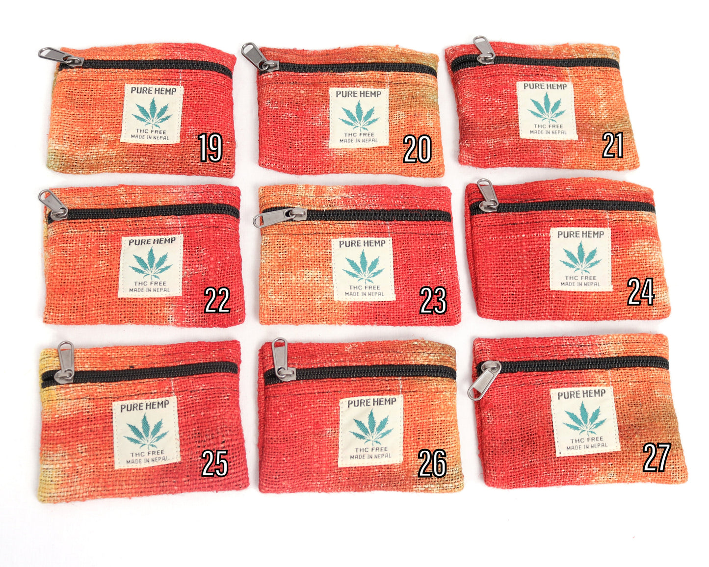 Tie-Dye Hemp Purse - Red Orange