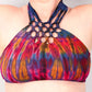 Tie-Dye Lattice Halter Neck Bikini Top - Purple Pink and Orange - Bare Canvas