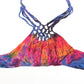 Tie-Dye Lattice Halter Neck Bikini Top - Purple Pink and Orange - Bare Canvas