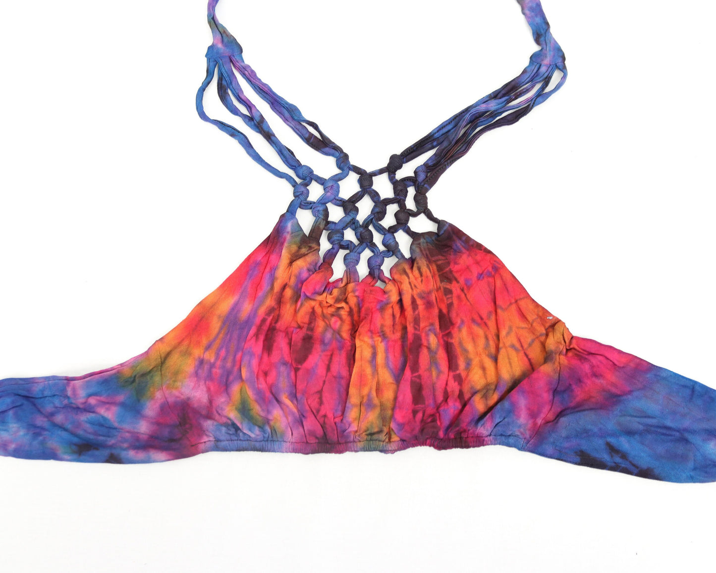 Tie-Dye Lattice Halter Neck Bikini Top - Purple Pink and Orange - Bare Canvas