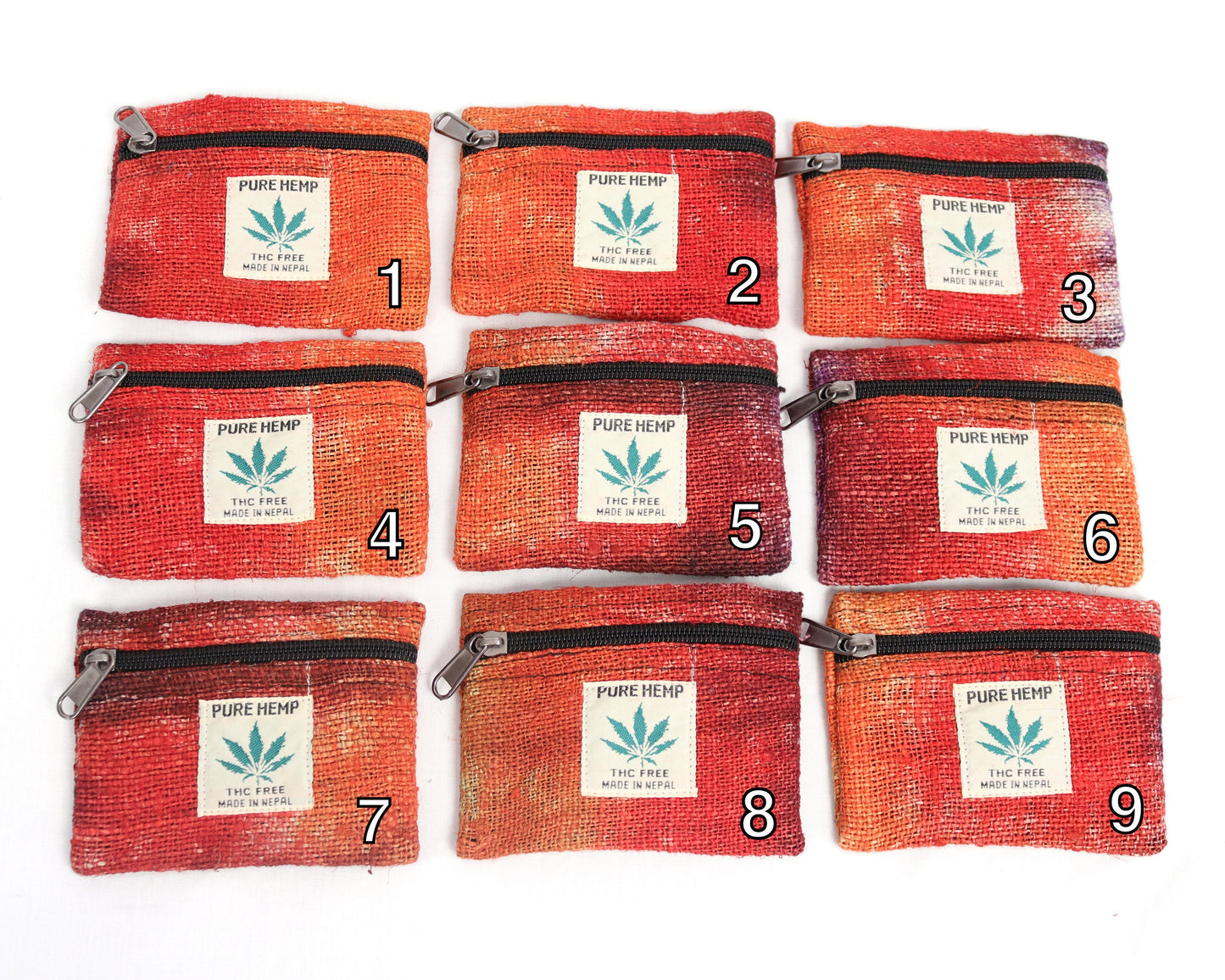 Tie-Dye Hemp Purse - Red Orange