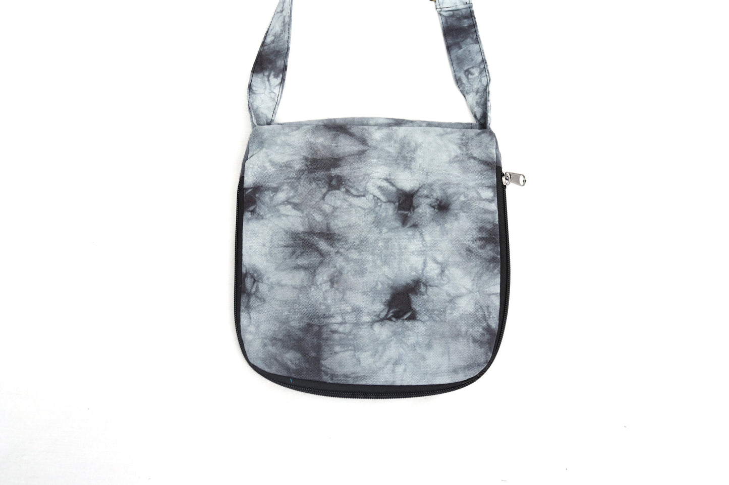 Tie-Dye Shoulder Bag - Black White and Grey