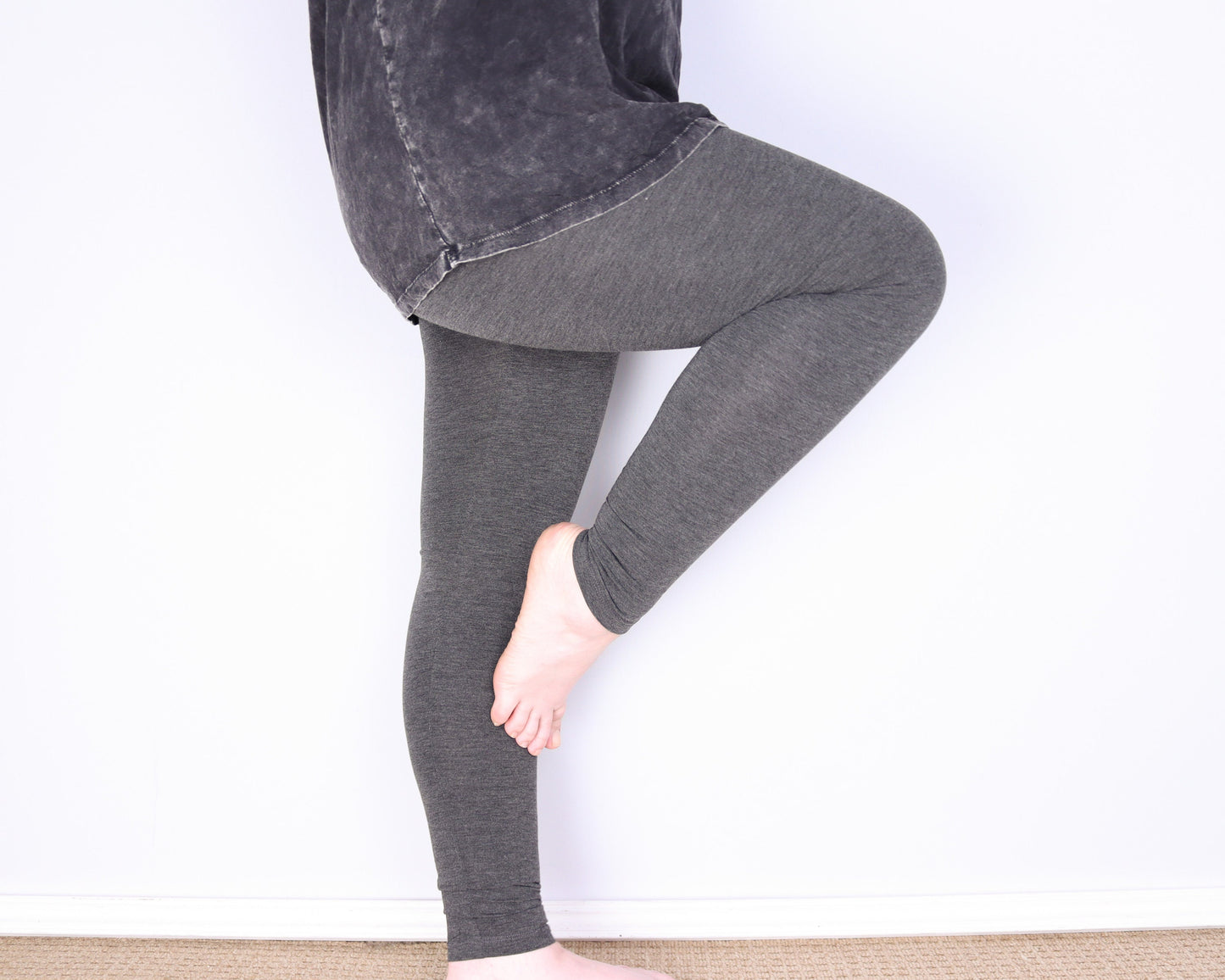 SMALLER FIT Thick Plain Leggings - Heather Grey - Bare Canvas