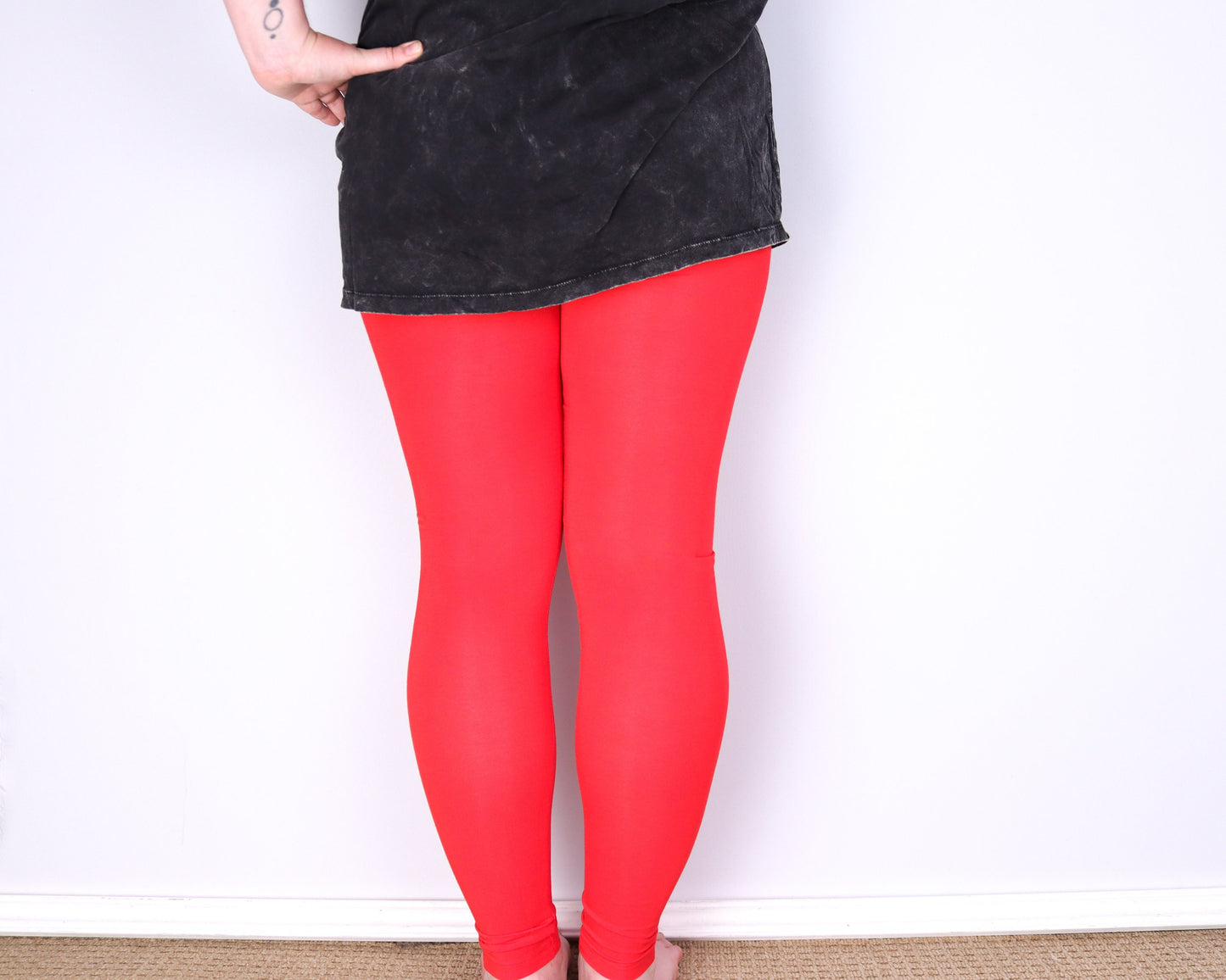 Plain Leggings - Neon Red - Bare Canvas