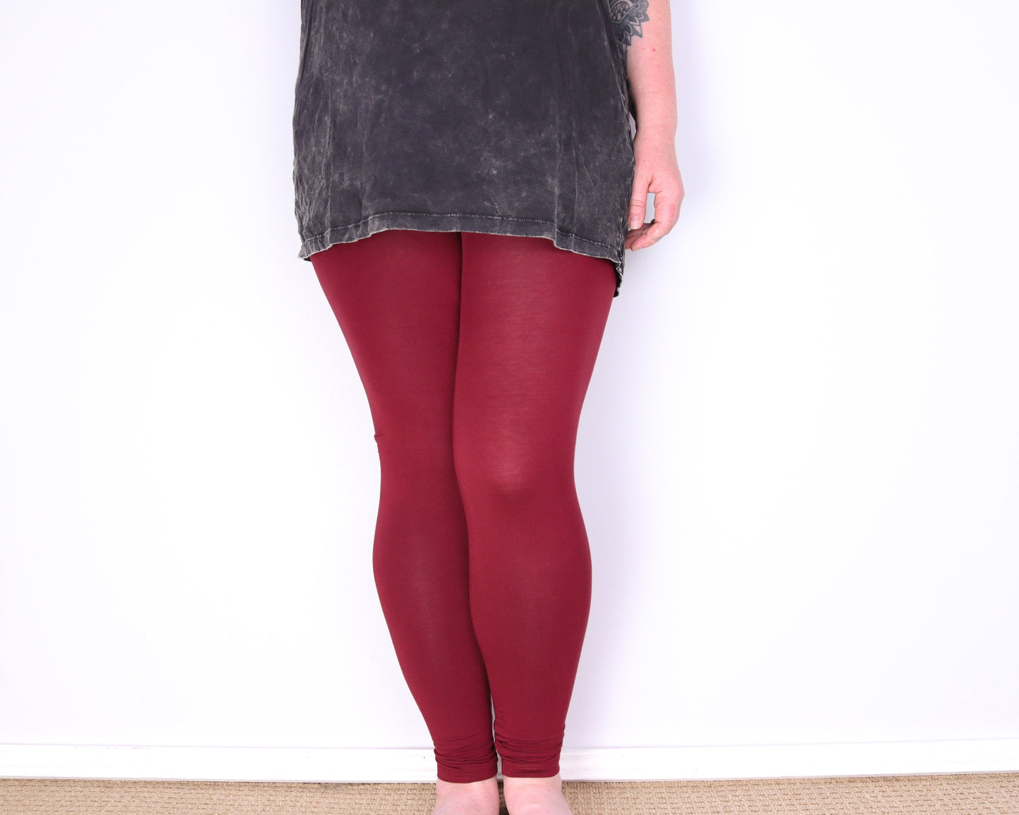 Plain Leggings - Wine Red - Bare Canvas