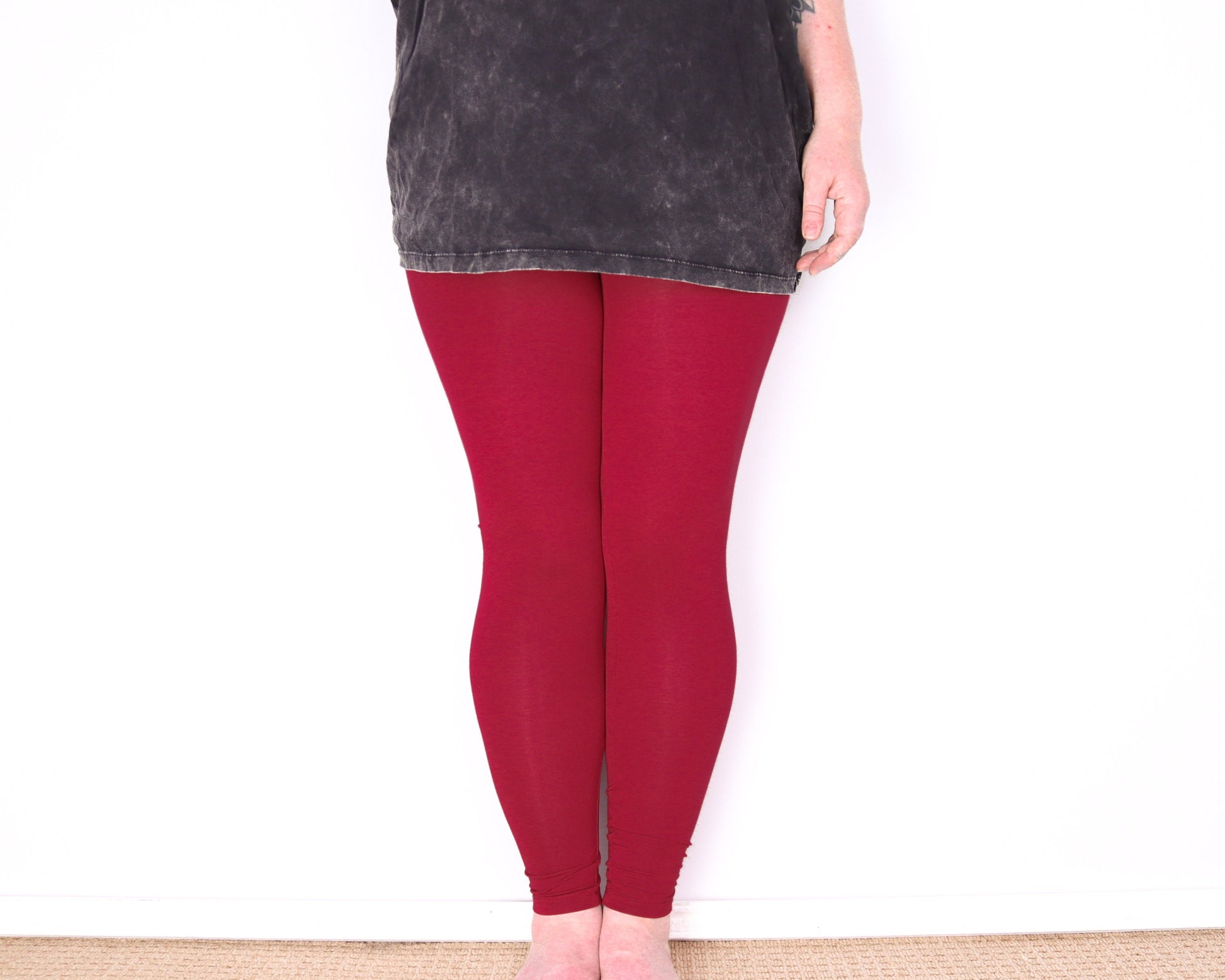 Plain Leggings - Ruby Red - Bare Canvas