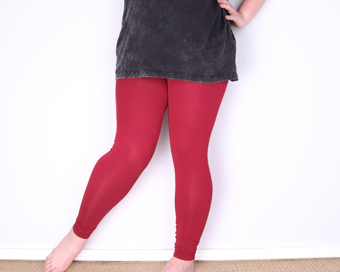 Plain Leggings - Ruby Red - Bare Canvas