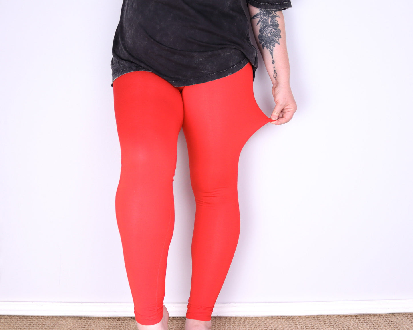 Plain Leggings - Neon Red - Bare Canvas