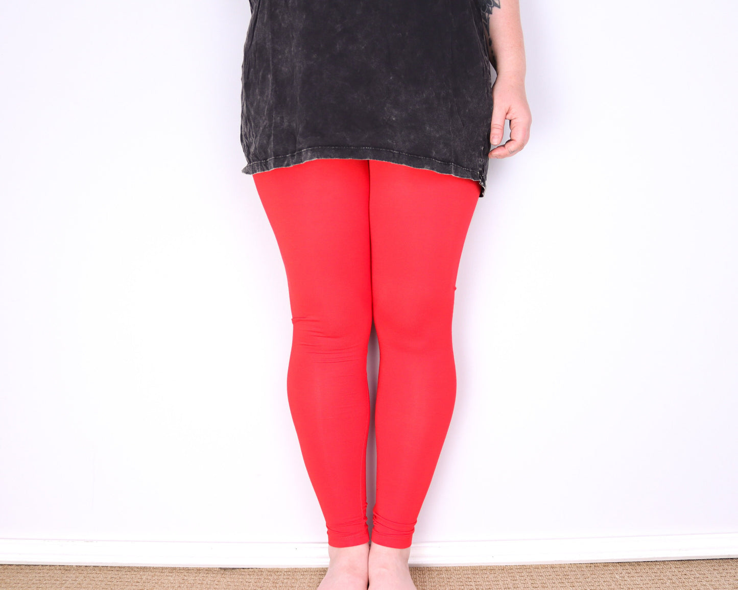 Plain Leggings - Neon Red - Bare Canvas