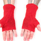 Fleece Lined Knitted Wrist Warmers - Red - Bare Canvas