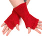 Fleece Lined Knitted Wrist Warmers - Red - Bare Canvas