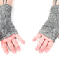 Fleece Lined Knitted Wrist Warmers - Grey - Bare Canvas