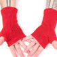 Fleece Lined Knitted Wrist Warmers - Red - Bare Canvas