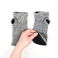 Fleece Lined Knitted Wrist Warmers - Grey - Bare Canvas